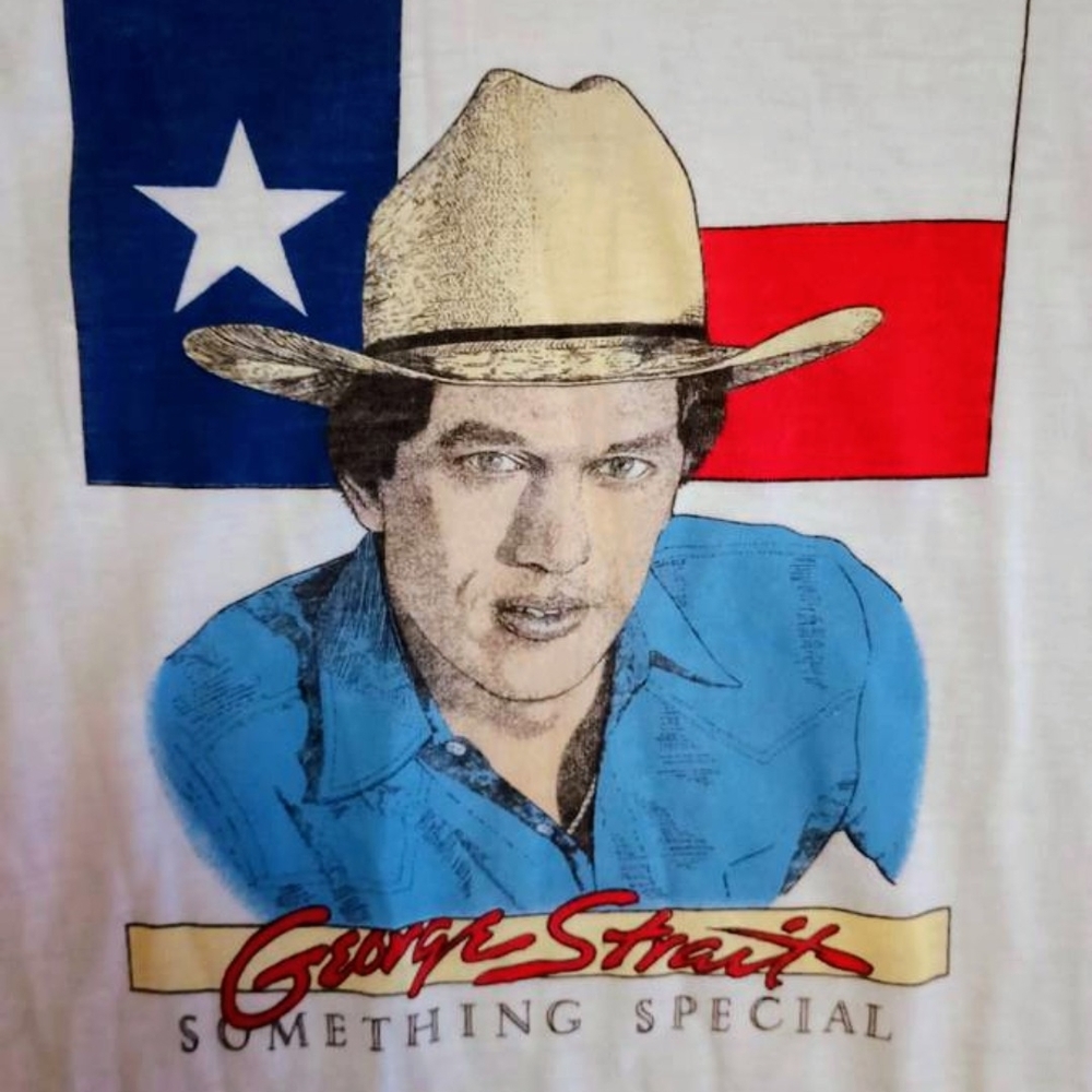 Vintage George Strait T-shirt Size Large Made In Usa By Sports Wear - Picture 3 of 5